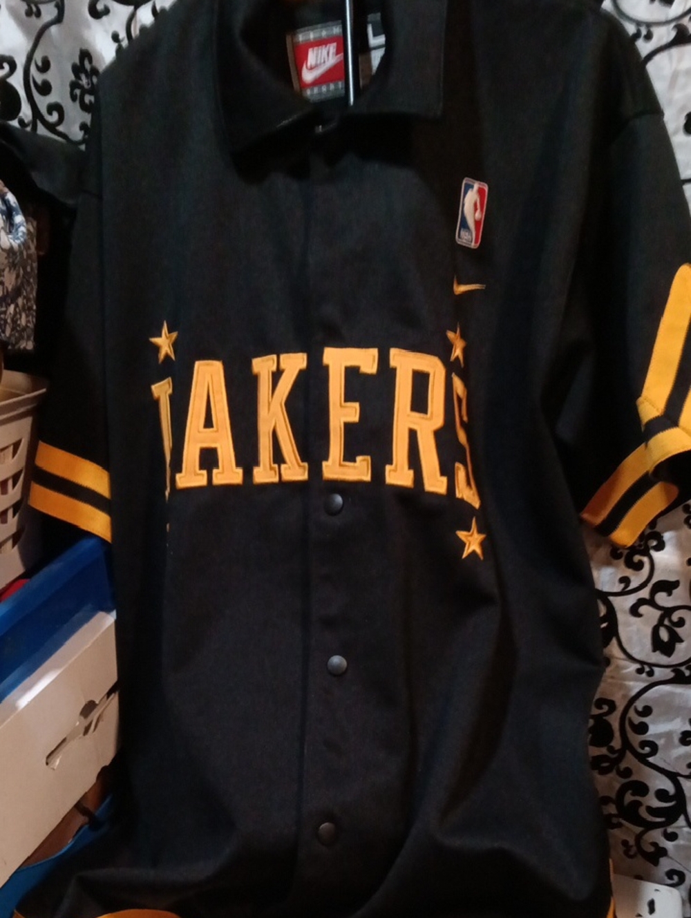 Nike Black and Gold Los Angeles Lakers Button-Up Jersey